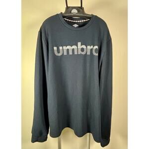 Umbro Long Sleeve Soccer Futbol Athletic Shirt Spell Out Black Men's Size XL